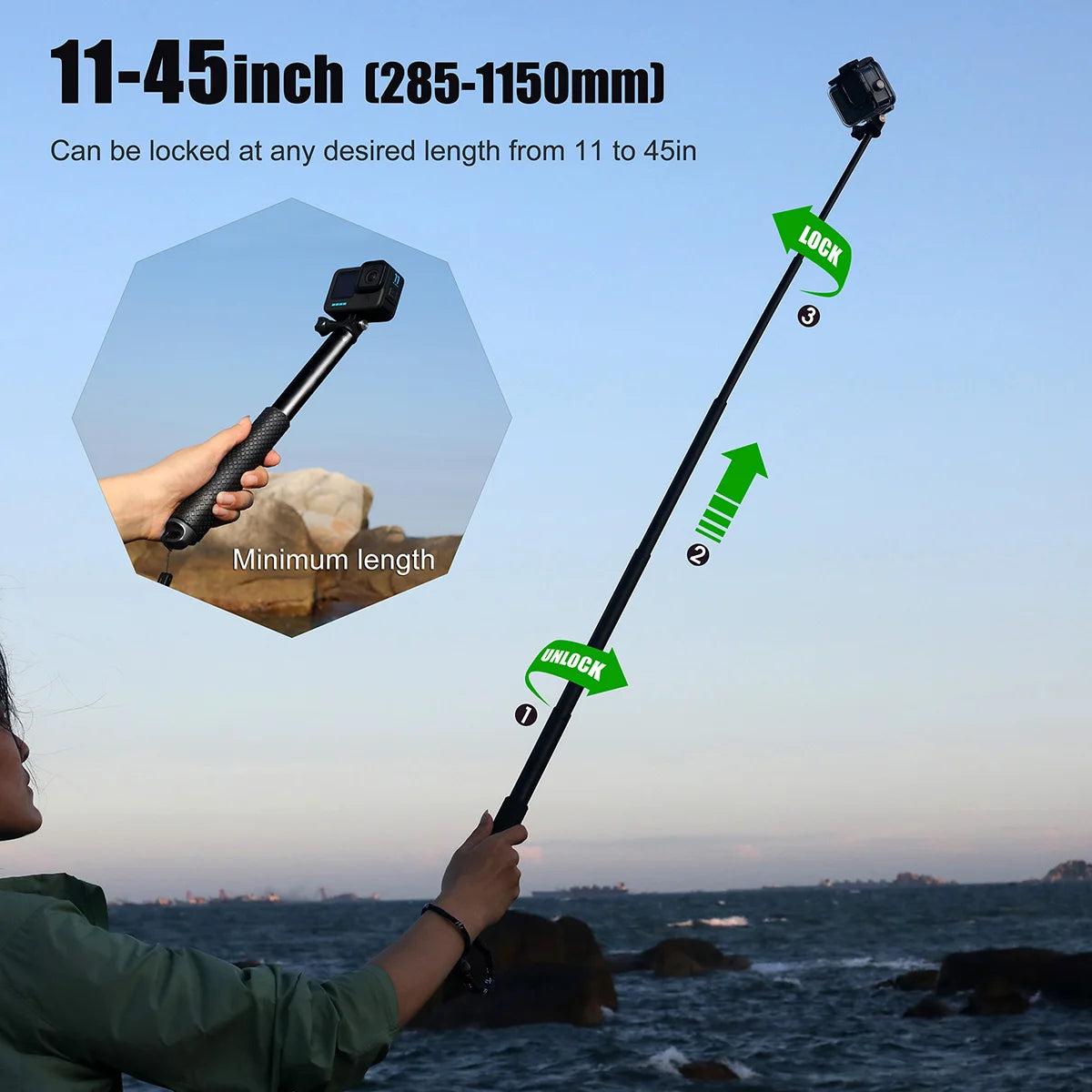 SOONSUN Aluminium Waterproof Selfie Stick