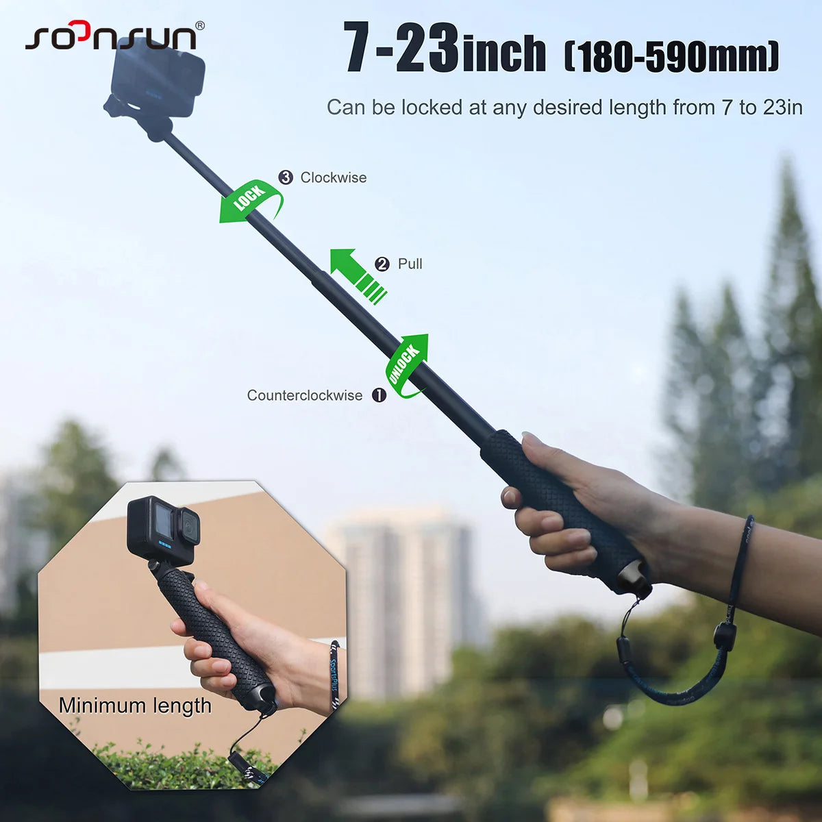 SOONSUN Aluminium Waterproof Selfie Stick