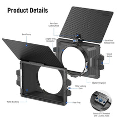 NEEWER Mini Matte Box with 4"x5.65" Filter Tray Carbon Fiber Flag